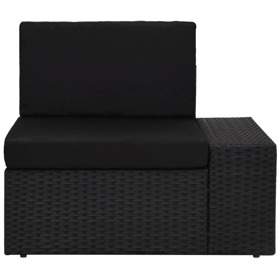 6 Piece Garden Lounge Set with Cushions Black Poly Rattan