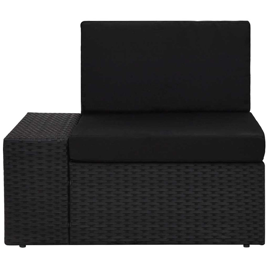 6 Piece Garden Lounge Set with Cushions Black Poly Rattan
