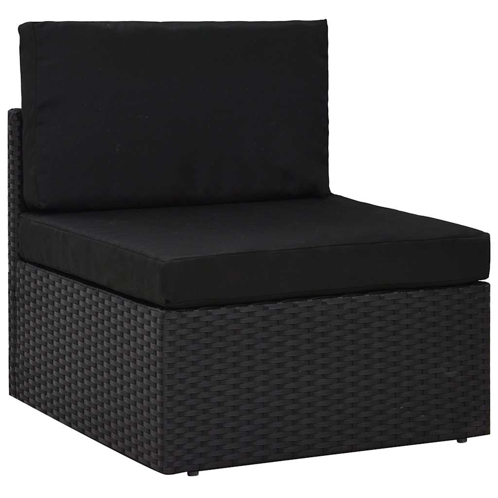 8 Piece Garden Lounge Set with Cushions Black Poly Rattan