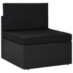 8 Piece Garden Lounge Set with Cushions Black Poly Rattan