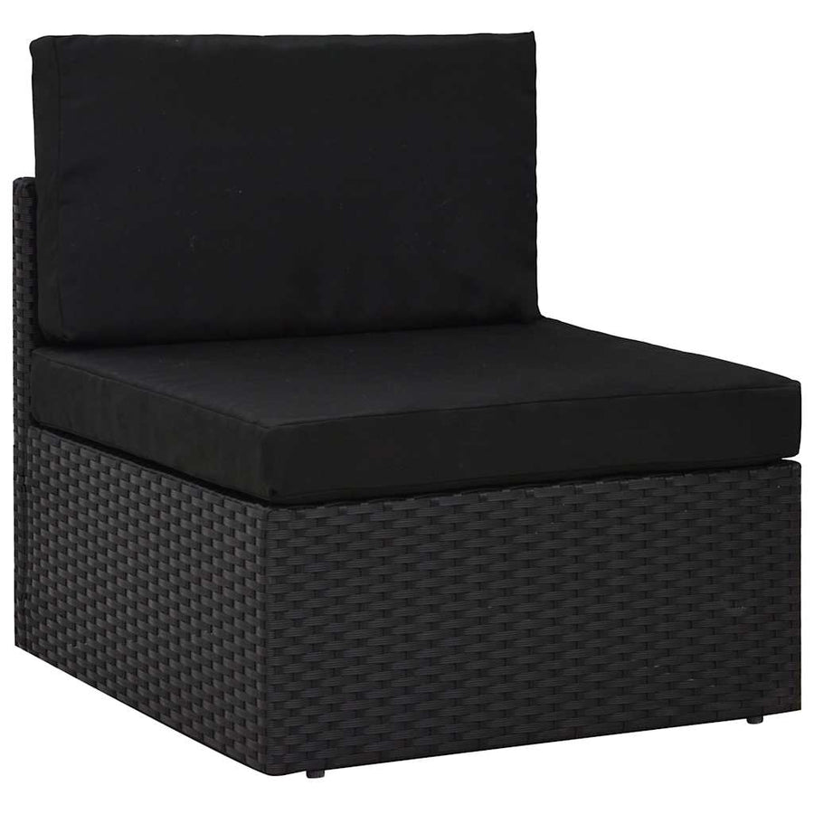 8 Piece Garden Lounge Set with Cushions Black Poly Rattan