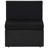 8 Piece Garden Lounge Set with Cushions Black Poly Rattan
