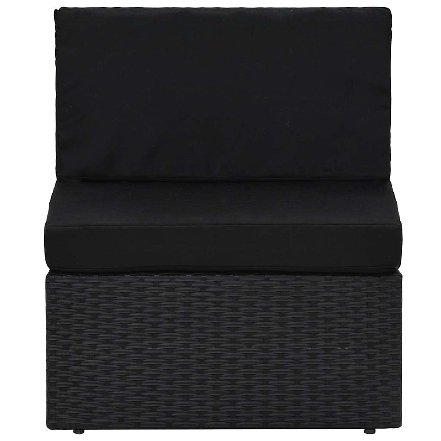 8 Piece Garden Lounge Set with Cushions Black Poly Rattan