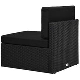 8 Piece Garden Lounge Set with Cushions Black Poly Rattan