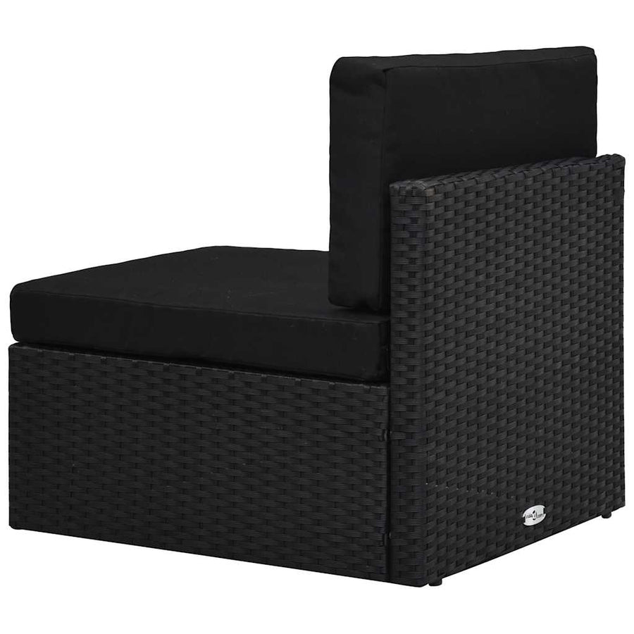 8 Piece Garden Lounge Set with Cushions Black Poly Rattan