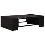8 Piece Garden Lounge Set with Cushions Black Poly Rattan