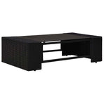 8 Piece Garden Lounge Set with Cushions Black Poly Rattan