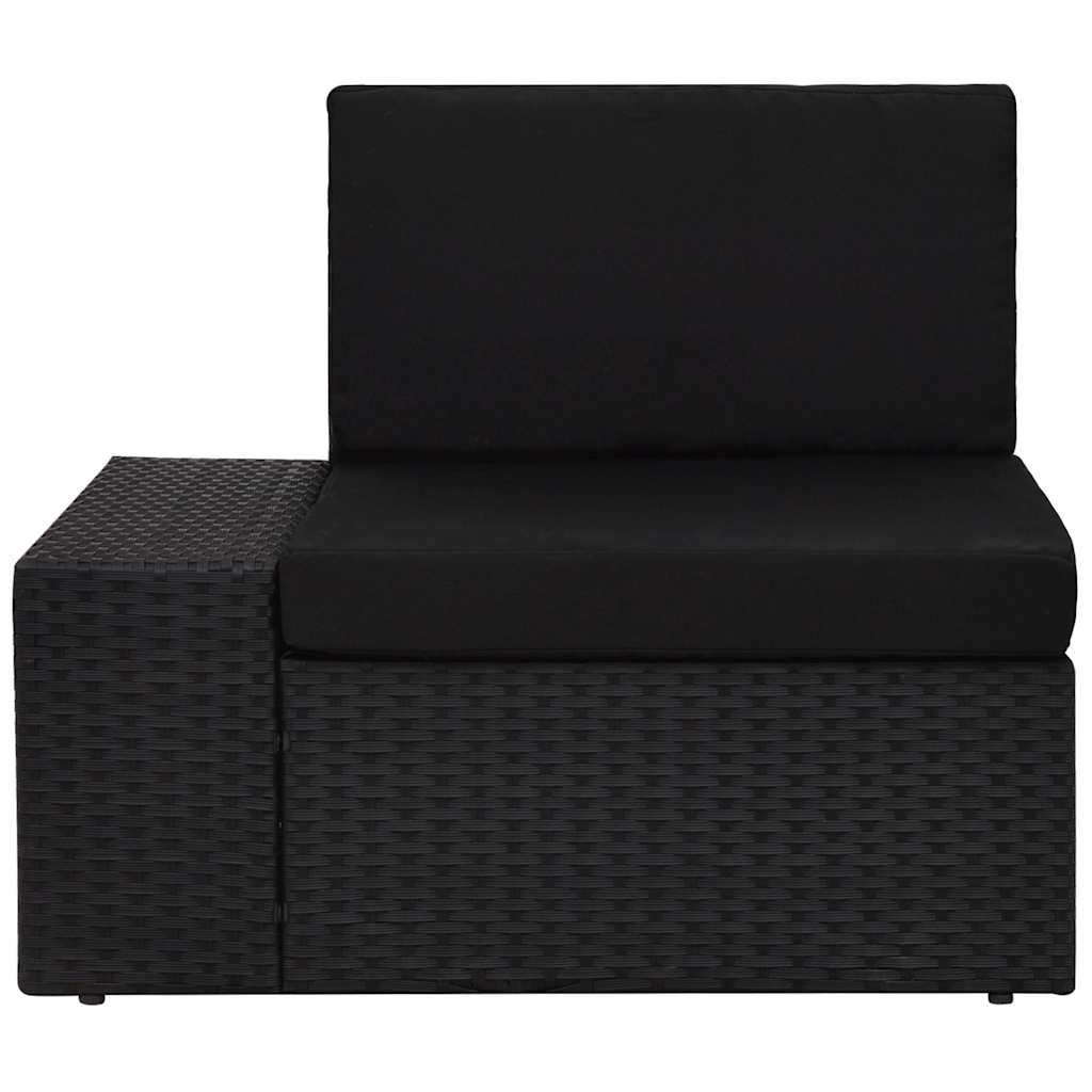 8 Piece Garden Lounge Set with Cushions Black Poly Rattan