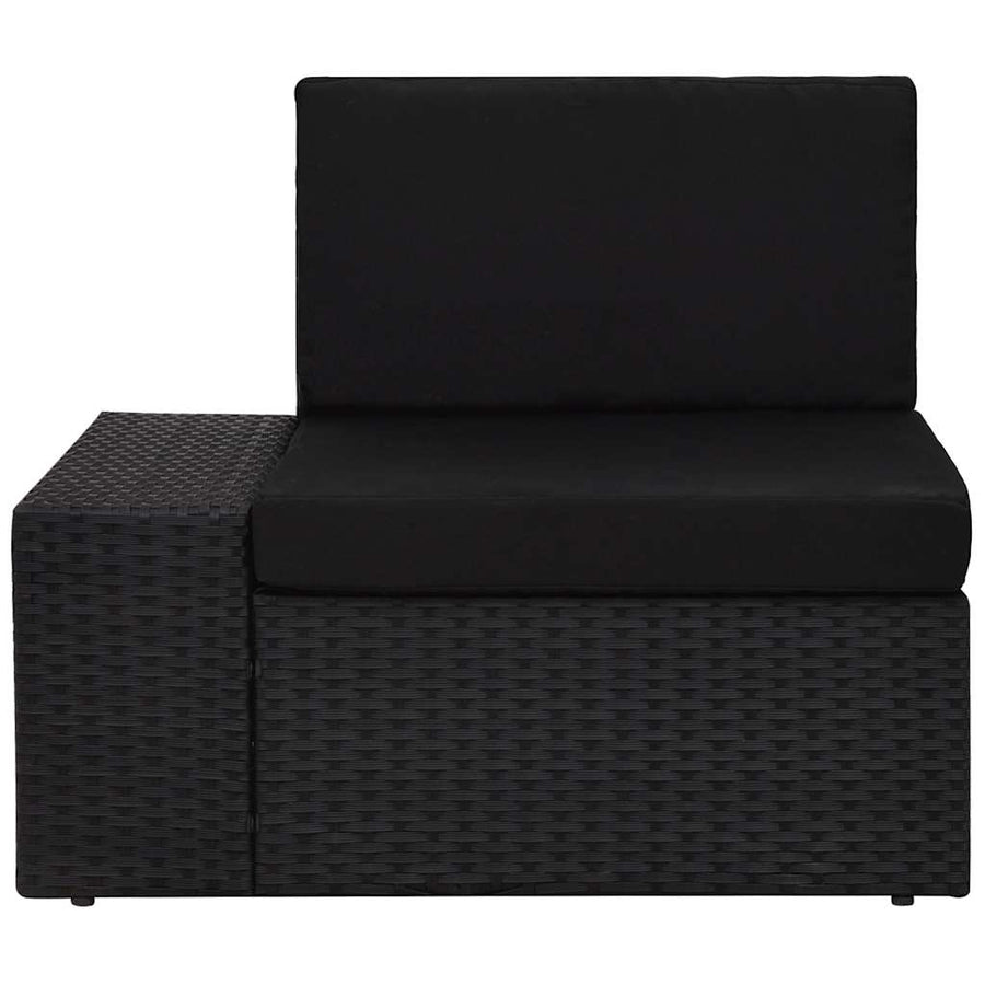 8 Piece Garden Lounge Set with Cushions Black Poly Rattan