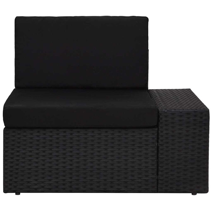 8 Piece Garden Lounge Set with Cushions Black Poly Rattan
