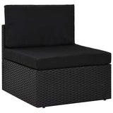 10 Piece Garden Lounge Set with Cushions Black Poly Rattan
