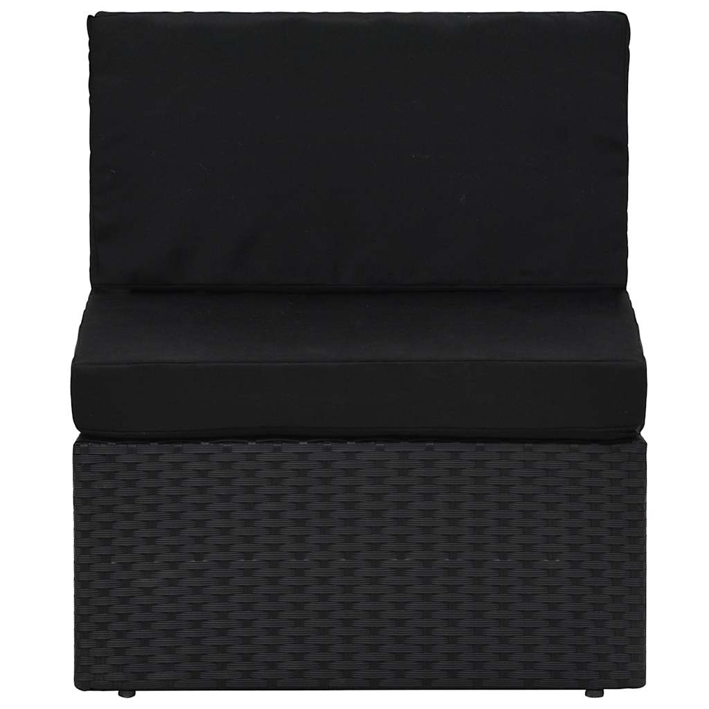 14 Piece Garden Lounge Set with Cushions Black Poly Rattan