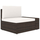 4 Piece Garden Lounge Set with Cushions Brown Poly Rattan - Low Angle