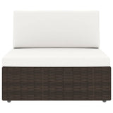 6 Piece Garden Lounge Set with Cushions Brown Poly Rattan
