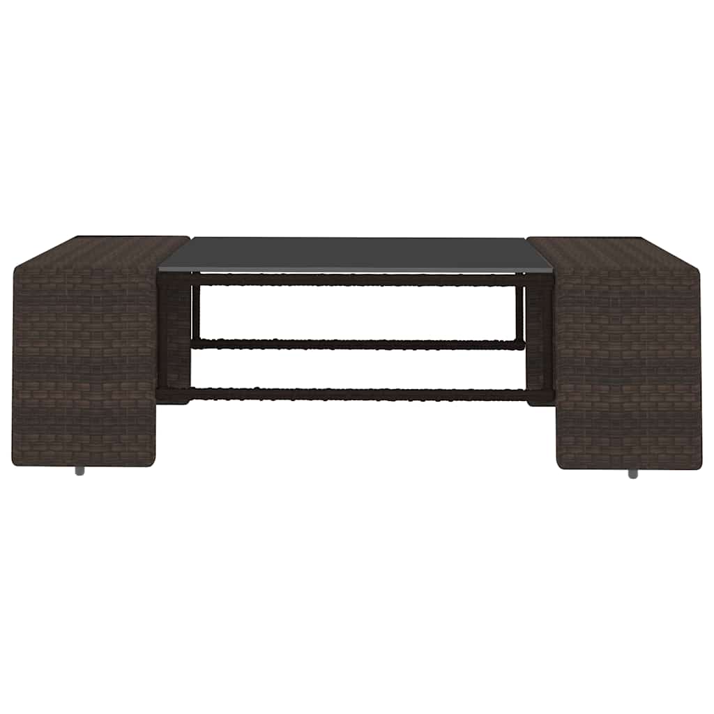 6 Piece Garden Lounge Set with Cushions Brown Poly Rattan