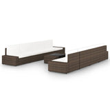 9 Piece Garden Lounge Set with Cushions Brown Poly Rattan