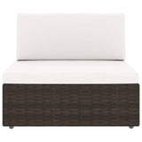 6 Piece Garden Lounge Set with Cushions Brown Poly Rattan - Side View