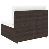 6 Piece Garden Lounge Set with Cushions Brown Poly Rattan - 45-Degree Angle