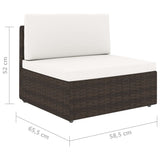 5 Piece Garden Lounge Set with Cushions Brown Poly Rattan - Extra Image