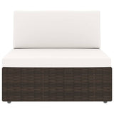 5 Piece Garden Lounge Set with Cushions Brown Poly Rattan