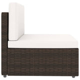 5 Piece Garden Lounge Set with Cushions Brown Poly Rattan - Top-Down View