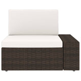 5 Piece Garden Lounge Set with Cushions Brown Poly Rattan - Close-Up Angle