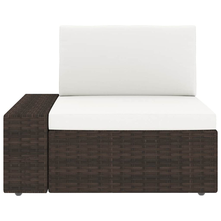 6 Piece Garden Lounge Set with Cushions Brown Poly Rattan