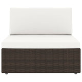 6 Piece Garden Lounge Set with Cushions Brown Poly Rattan