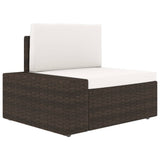 6 Piece Garden Lounge Set with Cushions Brown Poly Rattan