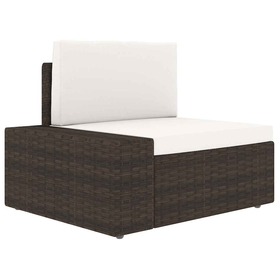 8 Piece Garden Lounge Set with Cushions Brown Poly Rattan