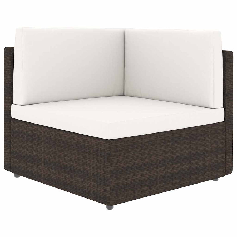 8 Piece Garden Lounge Set with Cushions Brown Poly Rattan