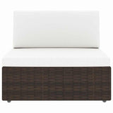 11 Piece Garden Lounge Set with Cushions Brown Poly Rattan