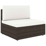 14 Piece Garden Lounge Set with Cushions Brown Poly Rattan - Front View