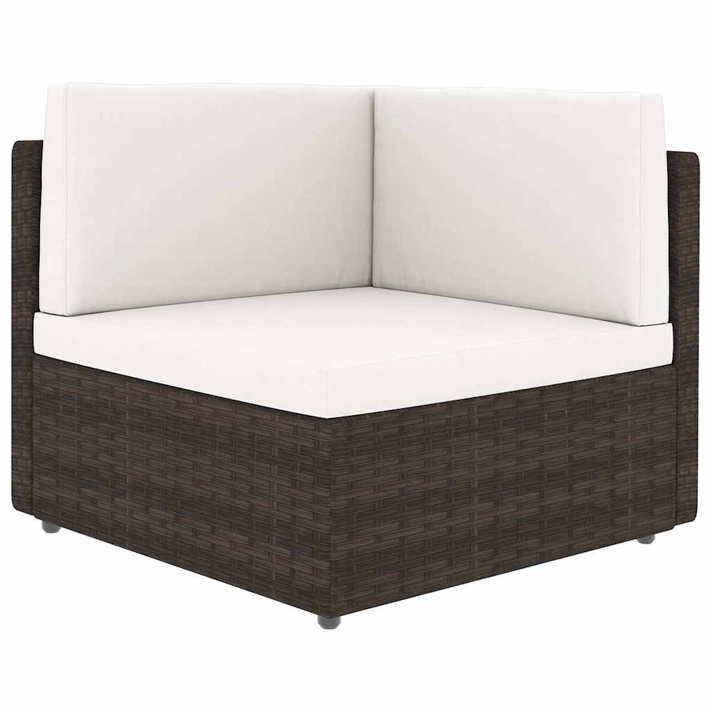 14 Piece Garden Lounge Set with Cushions Brown Poly Rattan