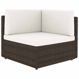 14 Piece Garden Lounge Set with Cushions Brown Poly Rattan