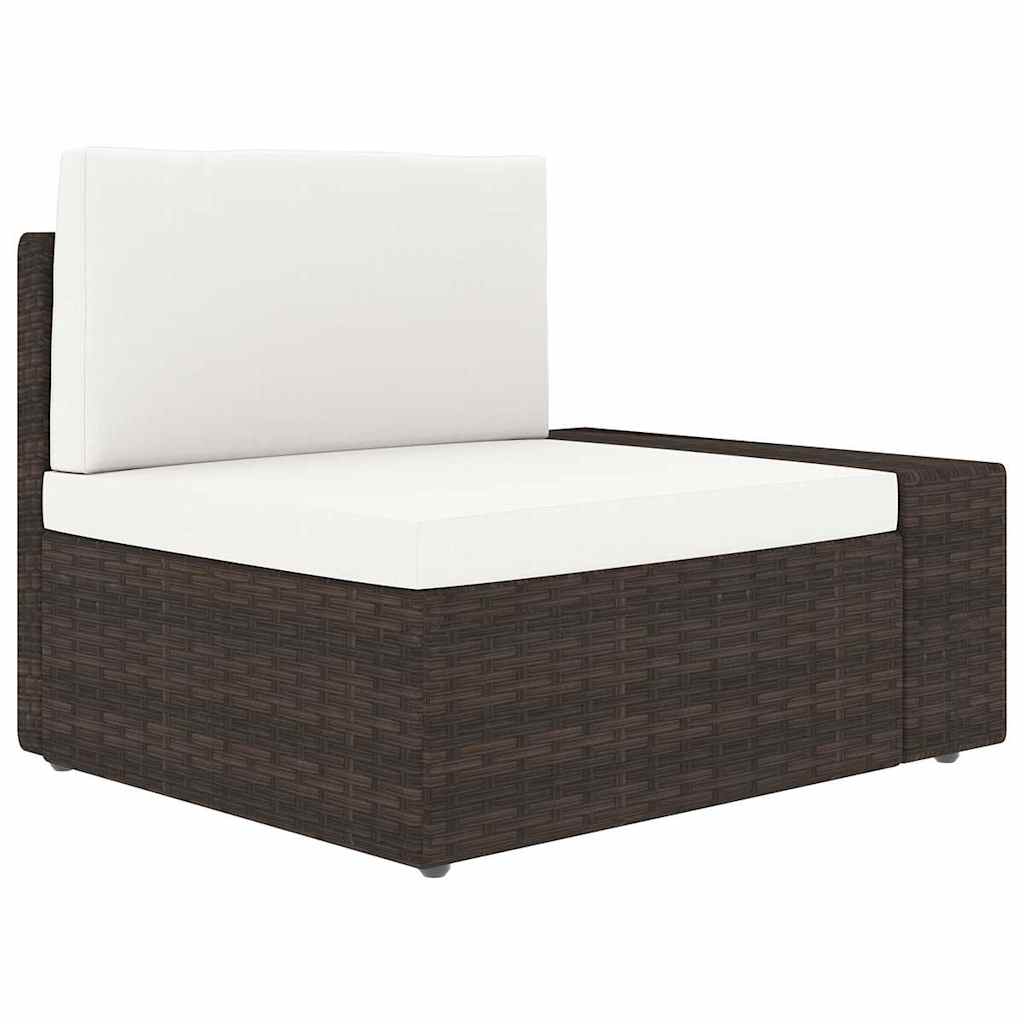 14 Piece Garden Lounge Set with Cushions Brown Poly Rattan