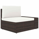 14 Piece Garden Lounge Set with Cushions Brown Poly Rattan - Rear View