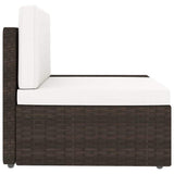 14 Piece Garden Lounge Set with Cushions Brown Poly Rattan
