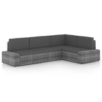 4 Piece Garden Lounge Set with Cushions Grey Poly Rattan