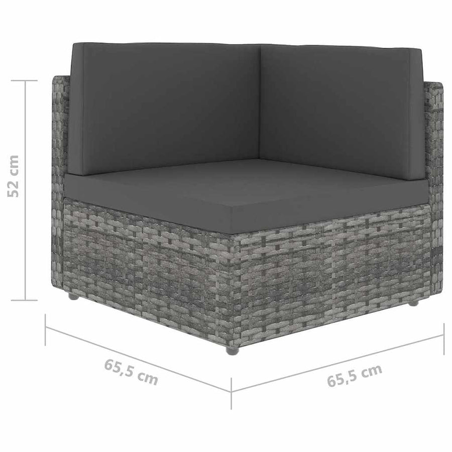 4 Piece Garden Lounge Set with Cushions Grey Poly Rattan
