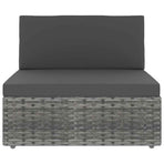 4 Piece Garden Lounge Set with Cushions Grey Poly Rattan