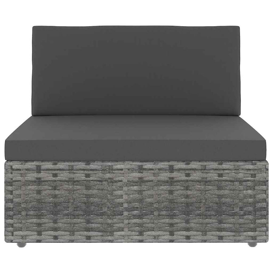 4 Piece Garden Lounge Set with Cushions Grey Poly Rattan