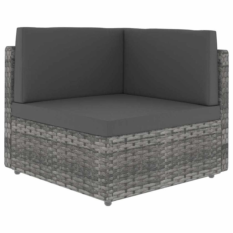 4 Piece Garden Lounge Set with Cushions Grey Poly Rattan