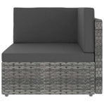 4 Piece Garden Lounge Set with Cushions Grey Poly Rattan