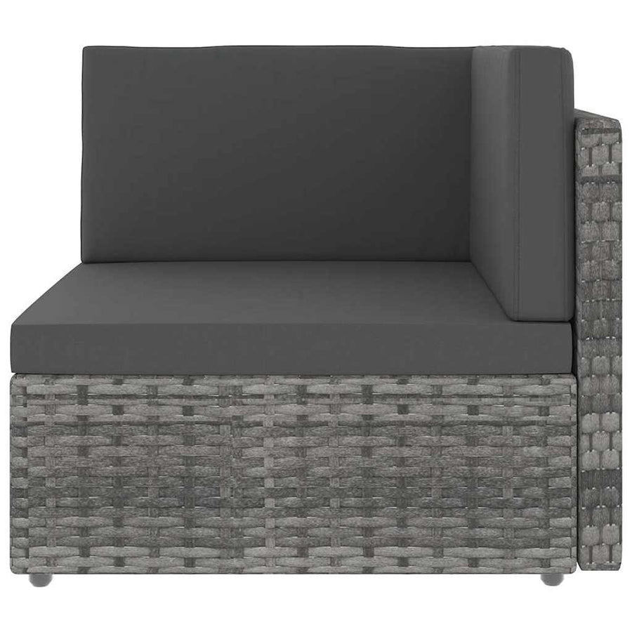4 Piece Garden Lounge Set with Cushions Grey Poly Rattan