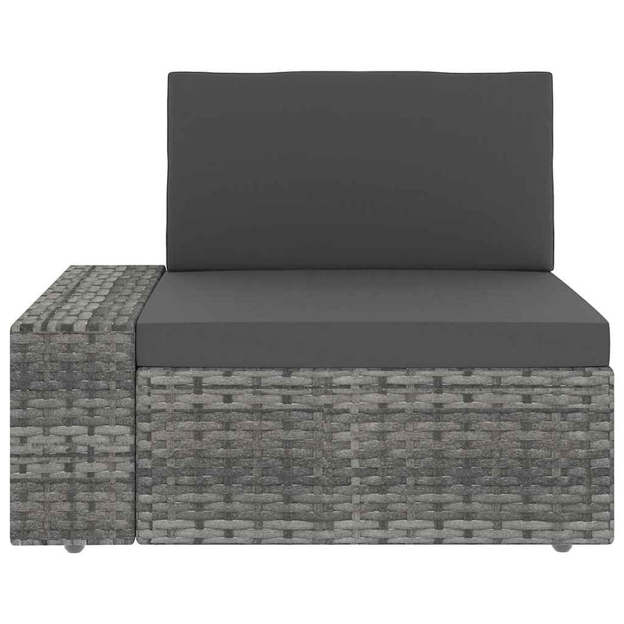 4 Piece Garden Lounge Set with Cushions Grey Poly Rattan