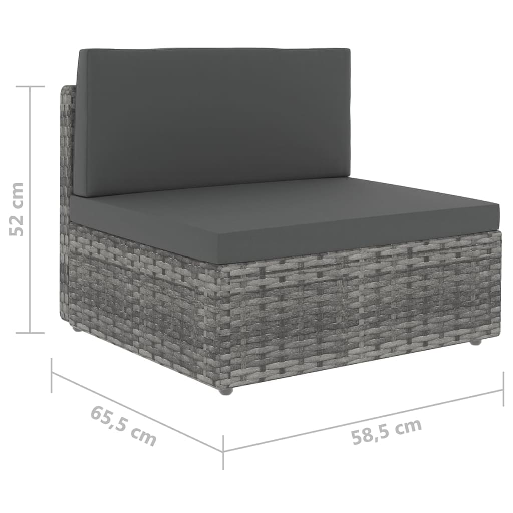 4 Piece Garden Lounge Set with Cushions Grey Poly Rattan
