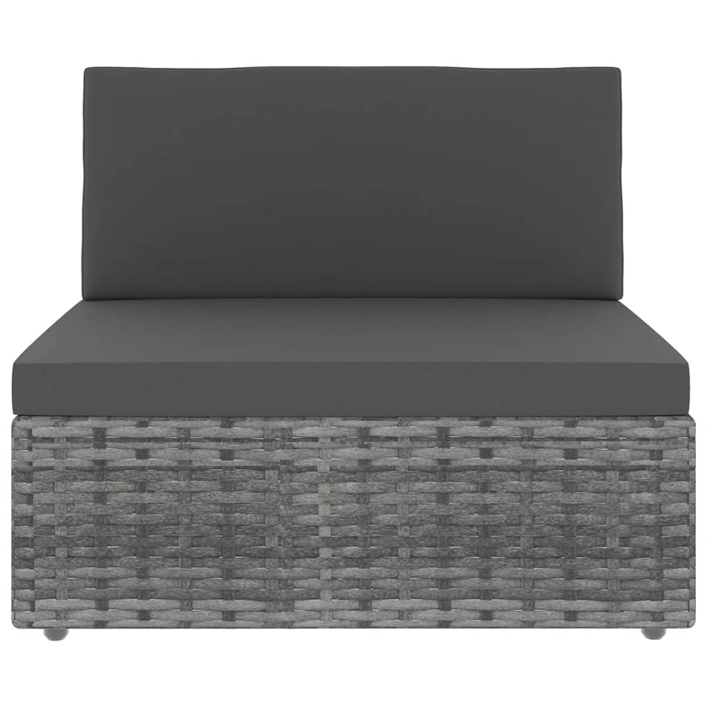 5 Piece Garden Lounge Set with Cushions Grey Poly Rattan