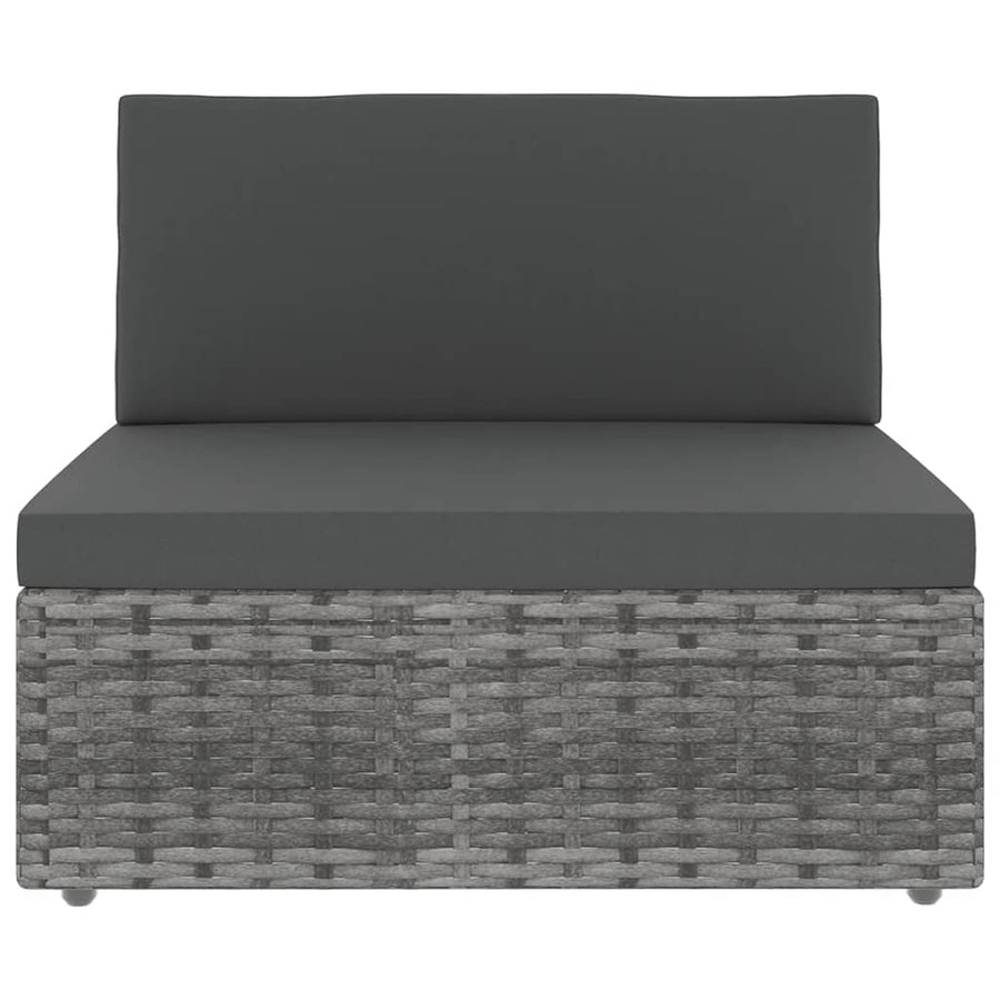 5 Piece Garden Lounge Set with Cushions Grey Poly Rattan