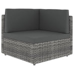 5 Piece Garden Lounge Set with Cushions Grey Poly Rattan